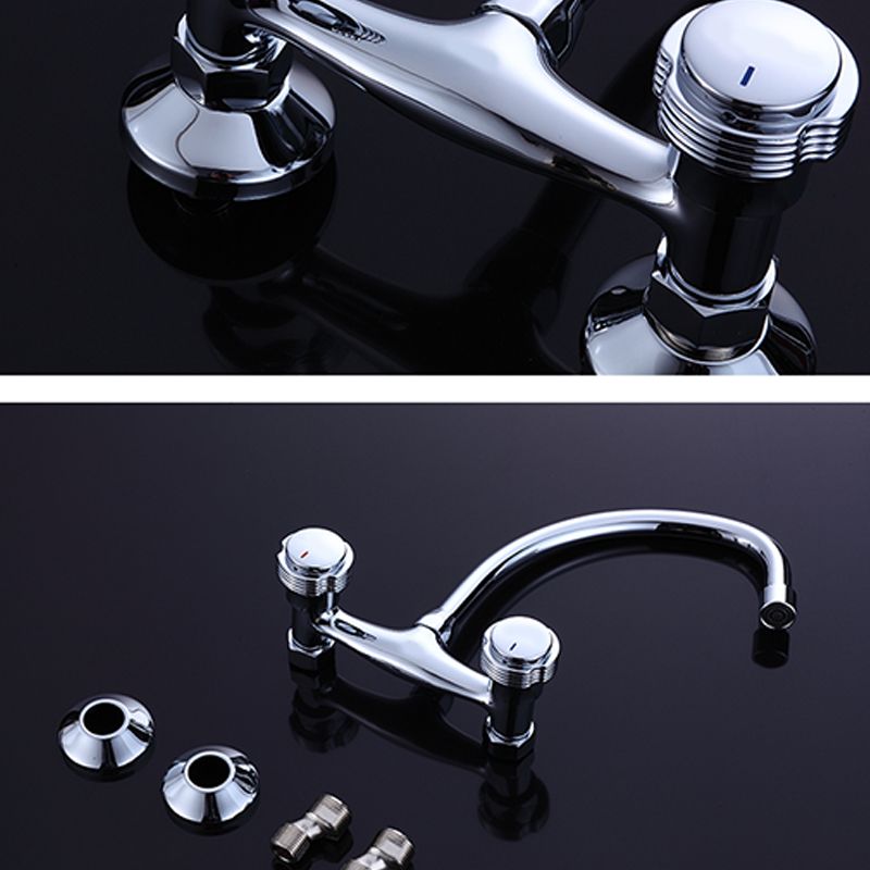 Contemporary Single Handle Kitchen Faucet Wall Mounted Bar Faucet in Chrome