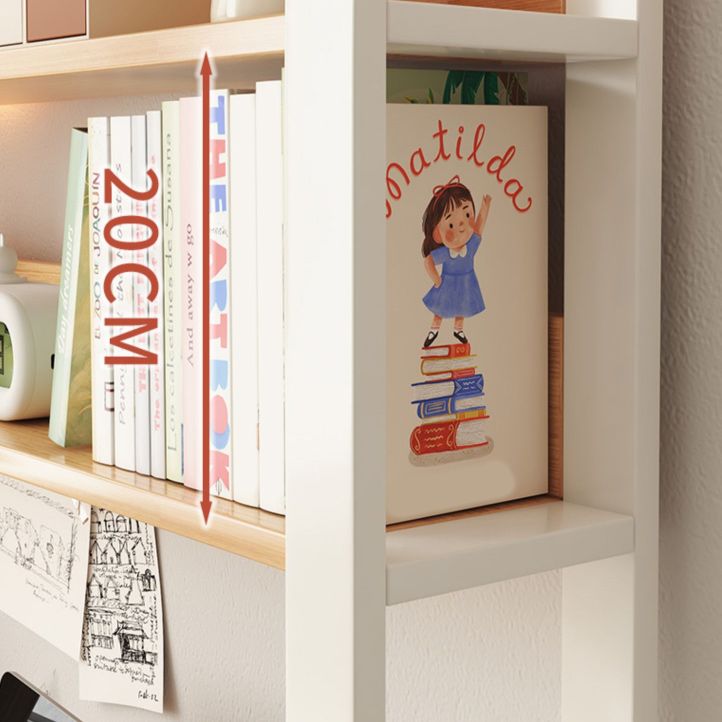 Modern Writing Desk with Wooden Storage Shelves in Steel Base