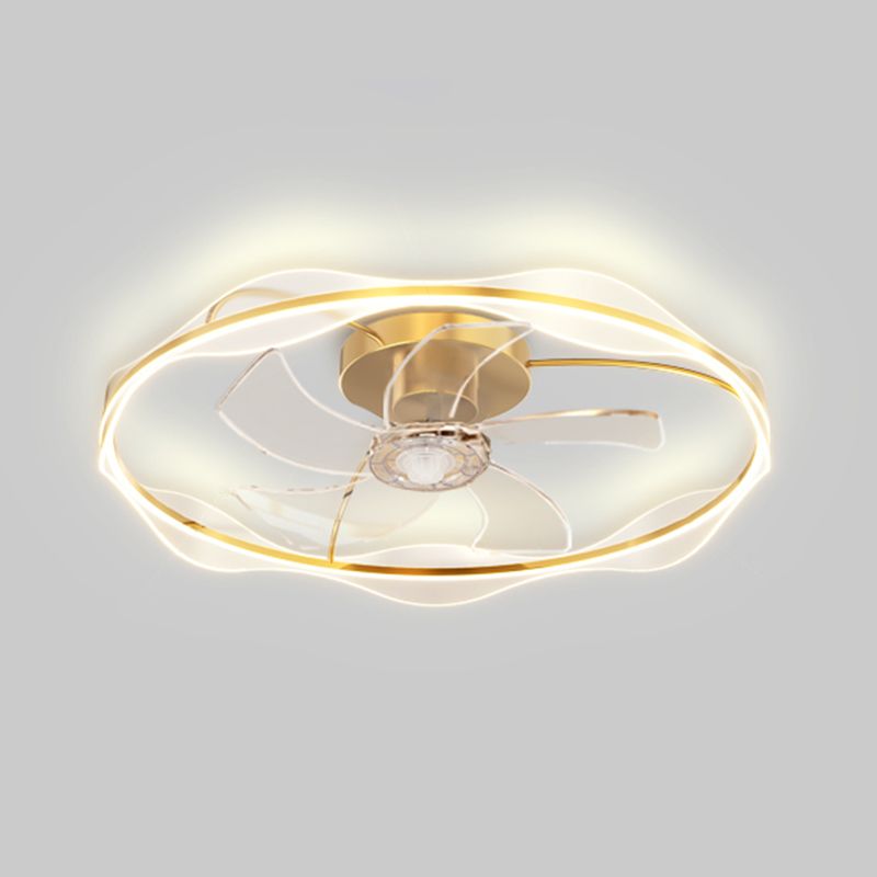 Modern LED Round Ceiling Fan Metal in Gold Finish Fan Light Fixture