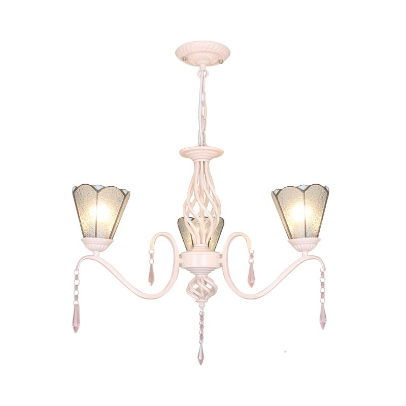 3 lumières Cône Hanging Light avec verre transparent dimlé et Lumière de lustre traditionnelle de 12 "chaîne