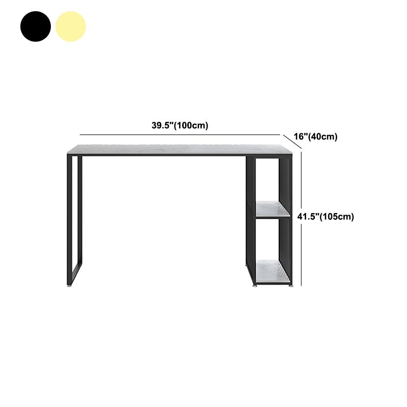 Industrial Rectangle Bar Table with Storage Marble Top Bistro Table for Small Places