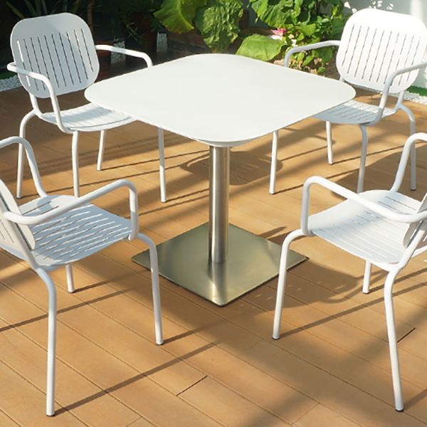 Aluminum Patio Table Modern Rust Resistant Dining Table with Metal Base