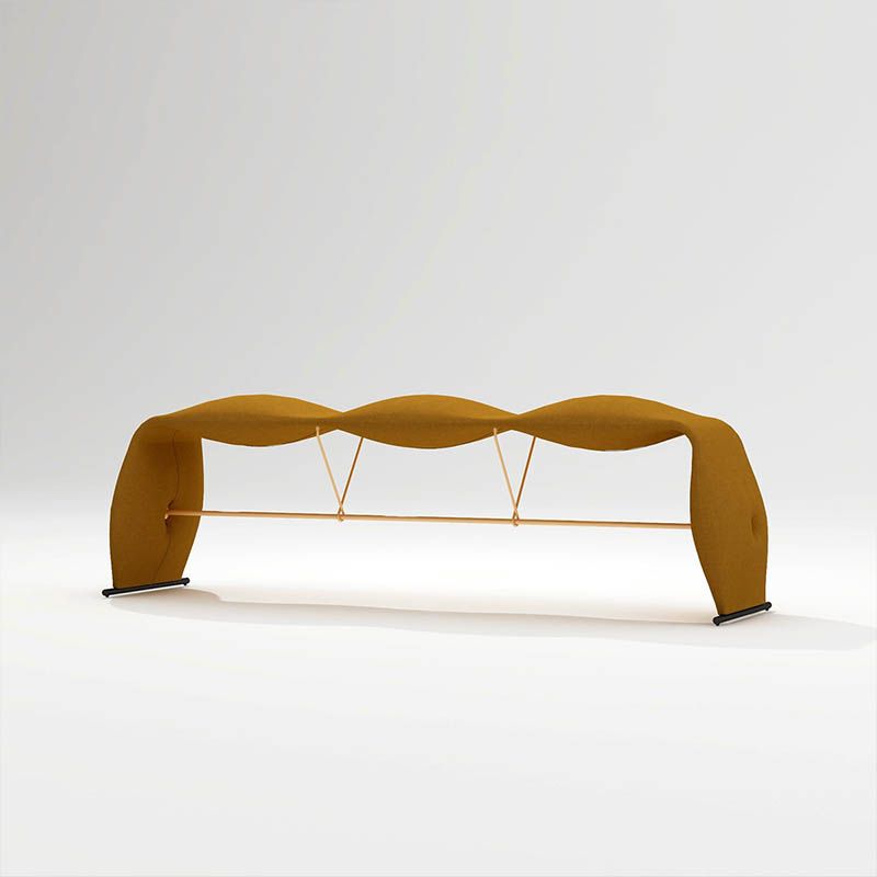 Glam Metal Seating Bench Cushioned Backless Bench for Bedroom