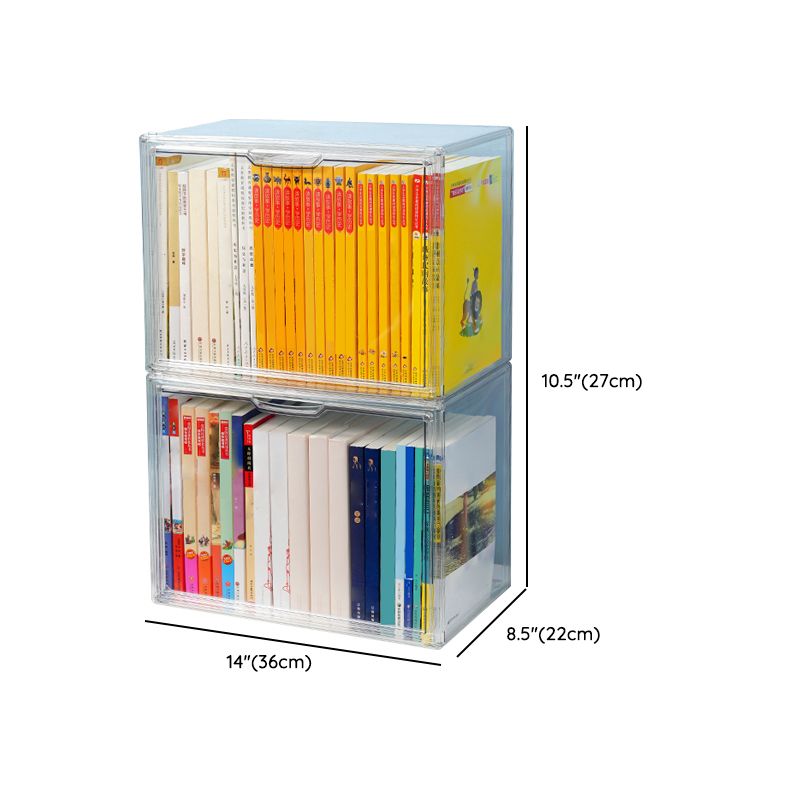 Contemporary Plastic Book Shelf Tabletop Standard Kids Bookcase in Transparent