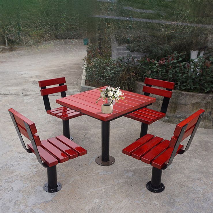 Solid Wood Outdoor Dining Table Industrial Water Resistant Patio Table