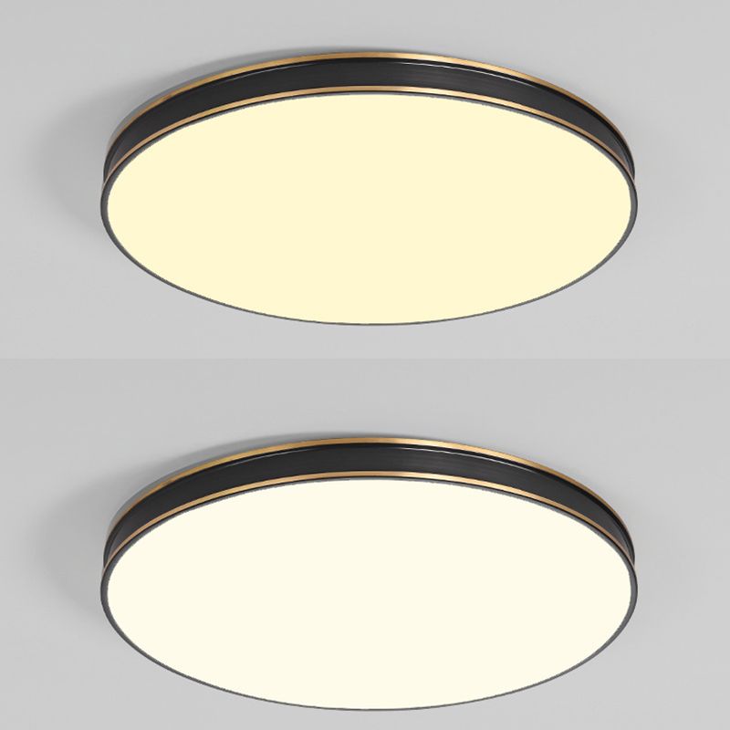 1-Light Round Flush Light Modern Metal Flush Mount Ceiling Light