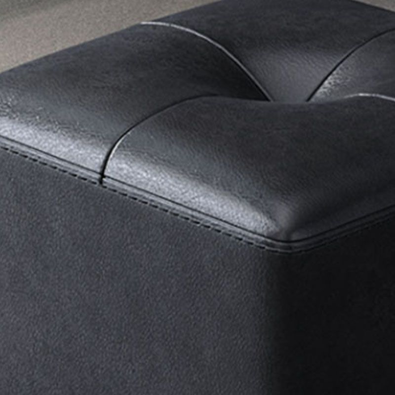 Glam Pouf Ottoman Genuine Leather Stain Resistant Upholstered Square Ottoman