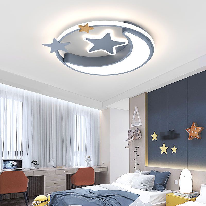 Circle Shape Flush Light Modern Style Metal 3 Lights Flush Mount for Bedroom