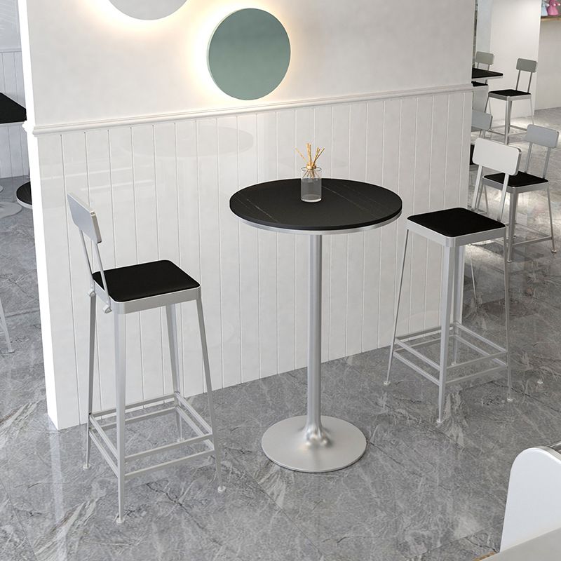 Stone Bar Dining Table Modern Round Bar Table with Pedestal Base for Dining Room