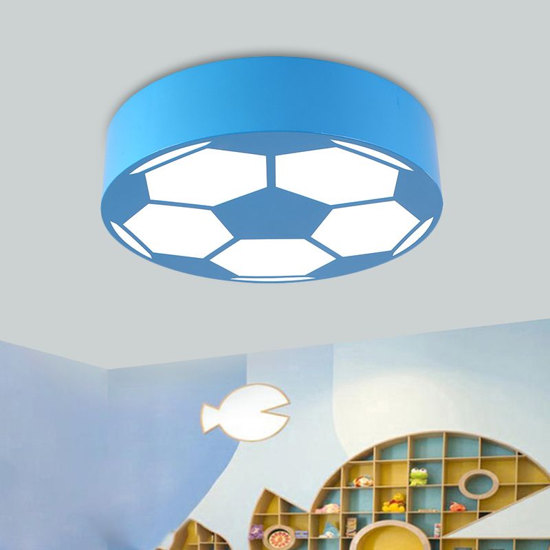 Rood/Geel/Blauw Voetbal Flushmount Children-Style LED Metal Flush Plafond Lamp met Acryl Schaduw