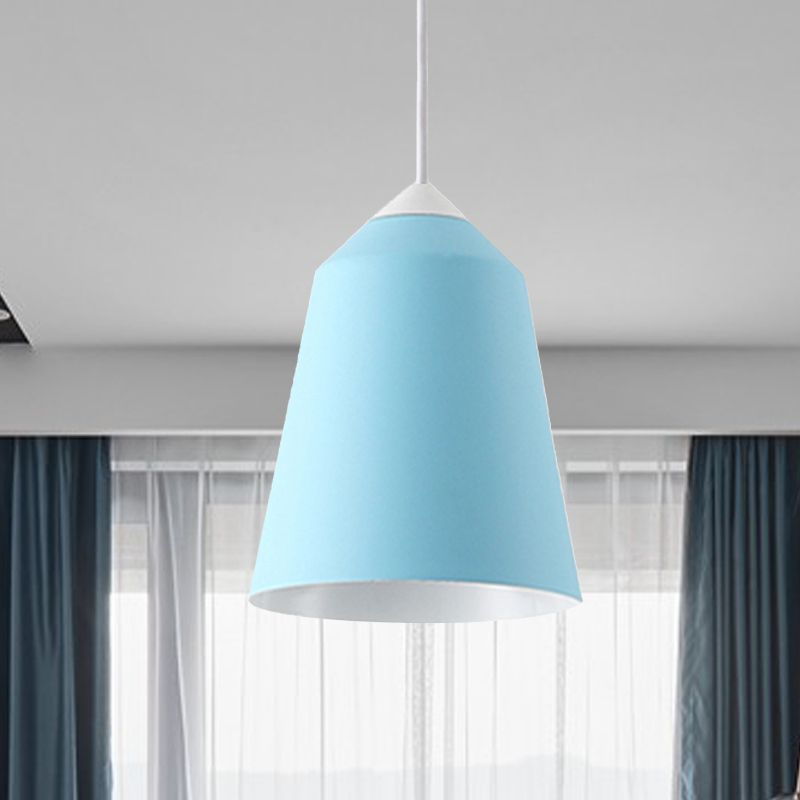 Bell Pendant Lighting Minimalist Metal 1 Light White/Blue/Gold Hanging Ceiling Light