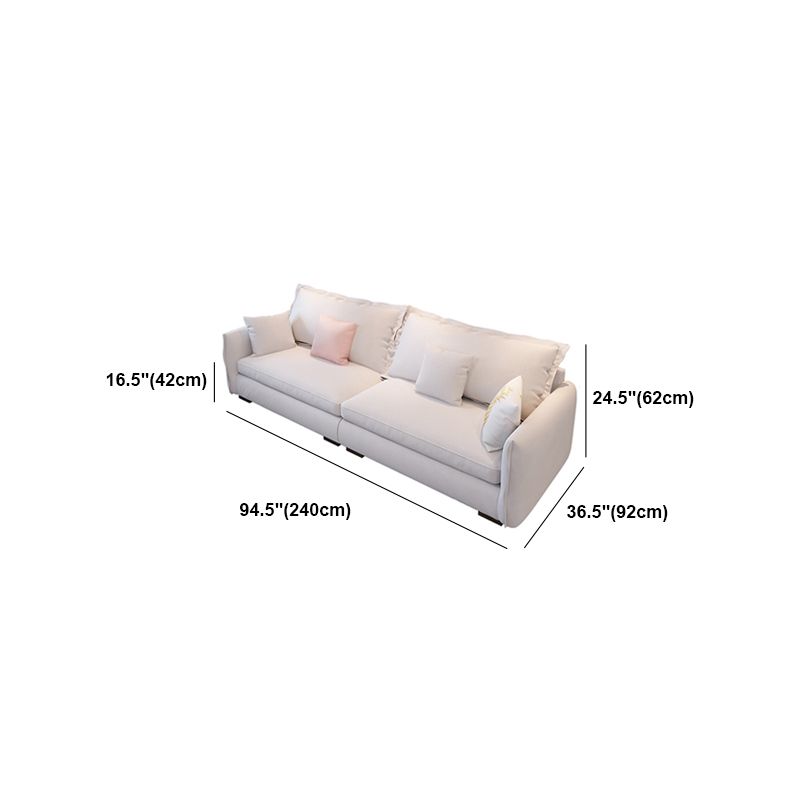 Contemporary White Loose Back Sofa Square Arm Stationary Settee