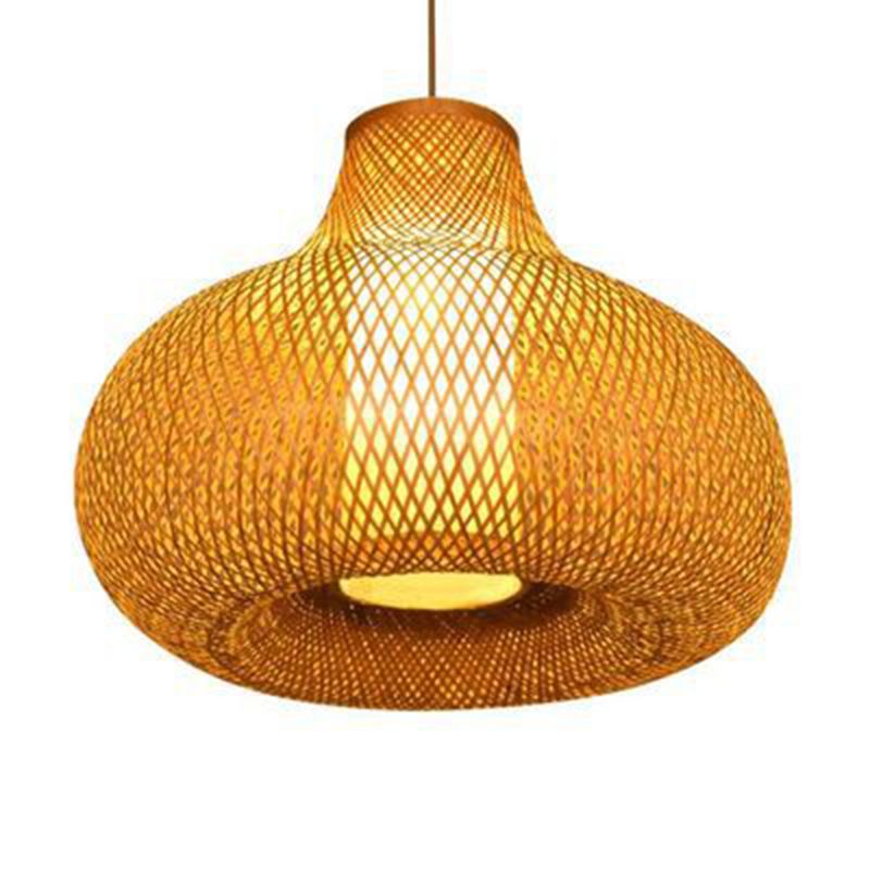 Fissaggi di illuminazione a sospensione a forma di pera cinese Rattan Appedisci la luce con cavo sospeso per il ristorante