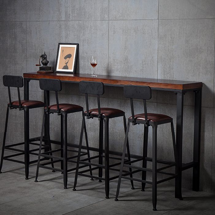 Wood Bar Dining Table Industrial Bar Dining Table with Trestle Base