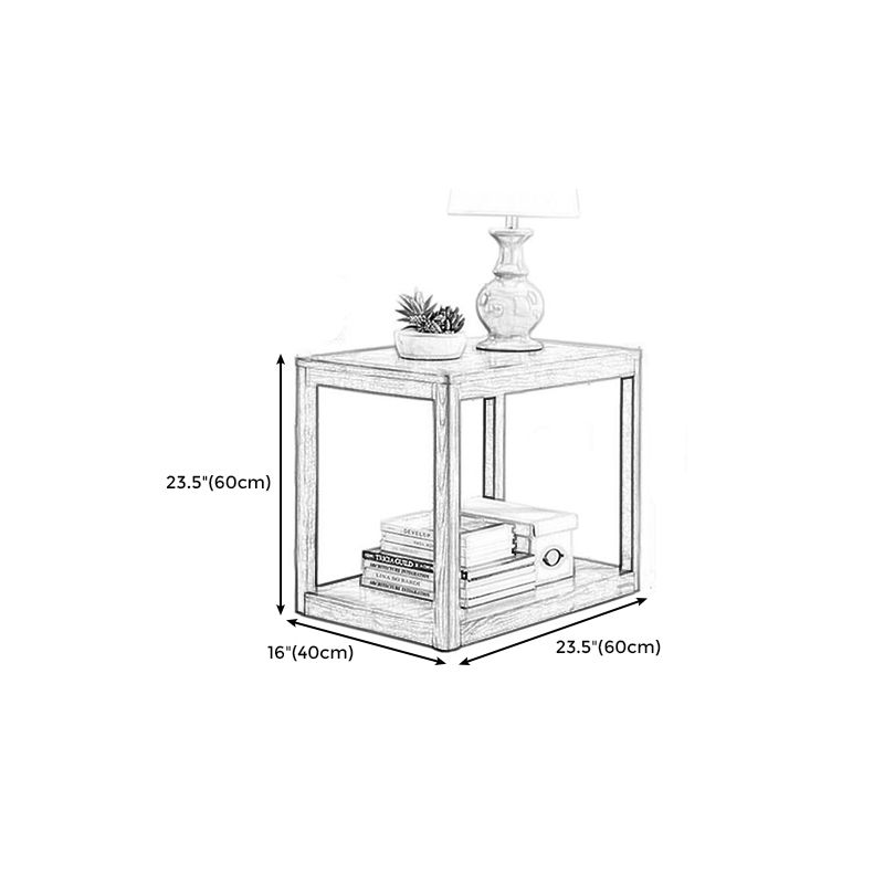 Modern Wood Side Table with no Wheels and Drawers for Living Room