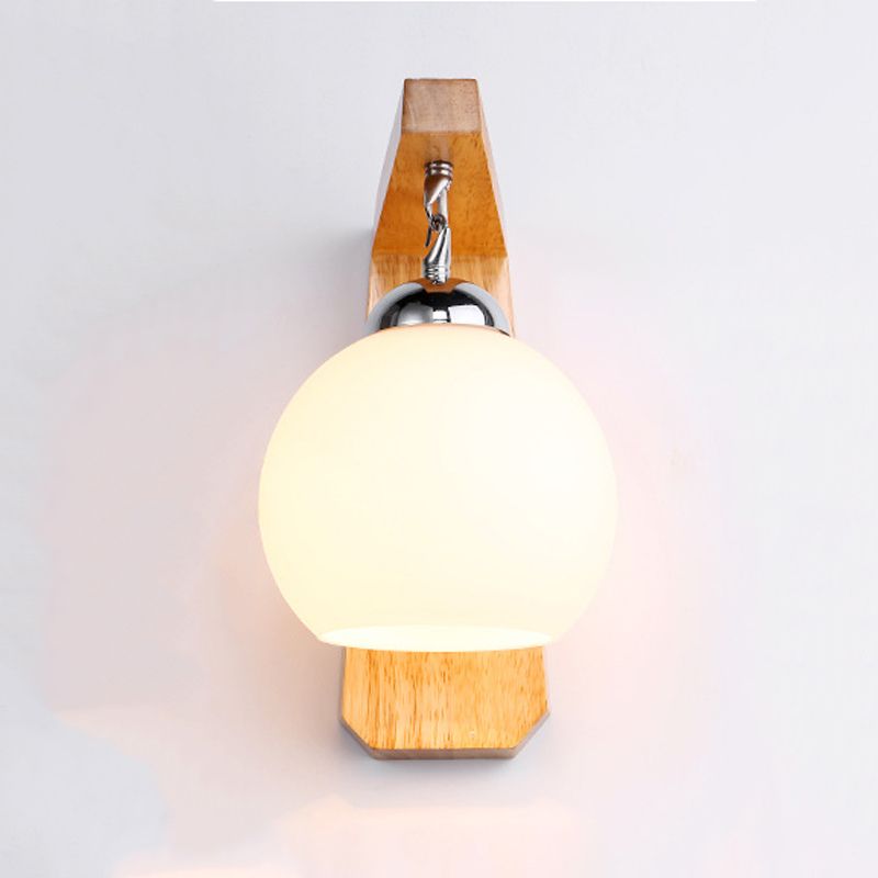 Contemporary Glass Vanity Light Simple Wooden Wall Light Sconce for Bathroom