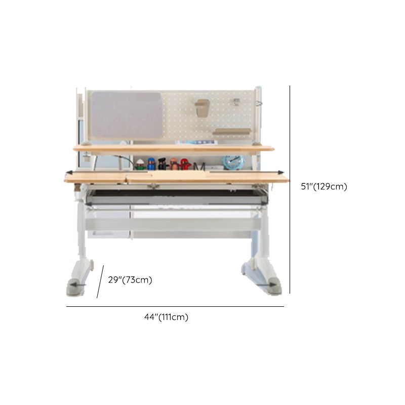 Adjustable Student Table and Chairs Set with Bookshelf for Home