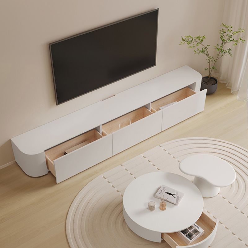 Modern Engineered Wood Media Console White 3 Drawers TV Console