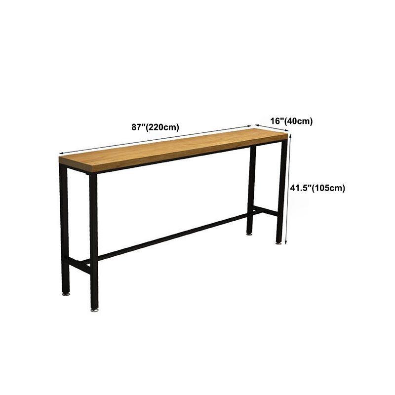 Natural Pine Wood Top Bistro Table Modern Bar Table with Trestle