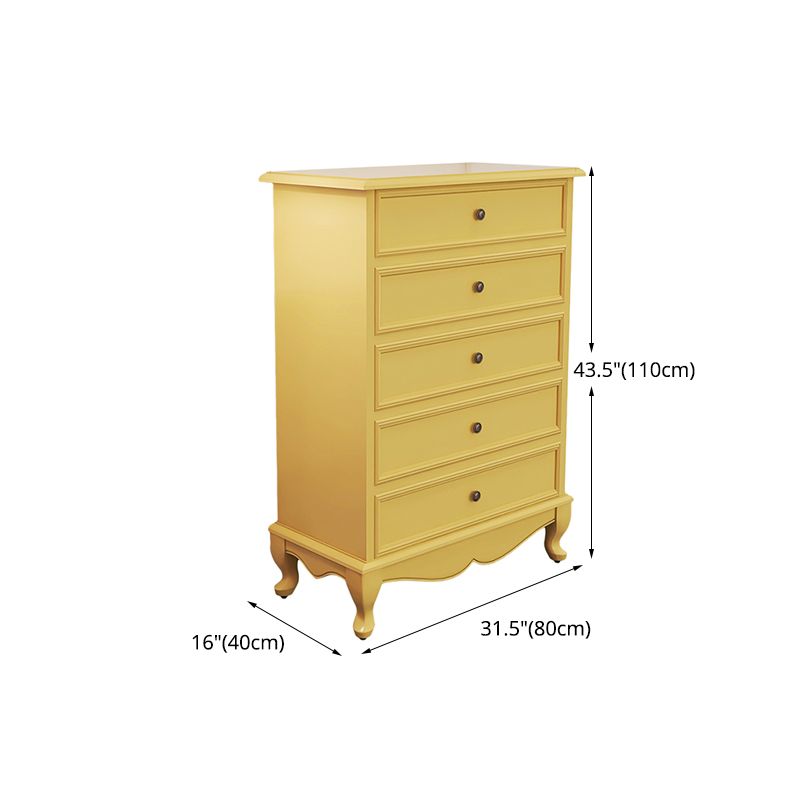 Yellow Lingerie Chest Modern Vertical Storage Chest with Drawers for Bedroom