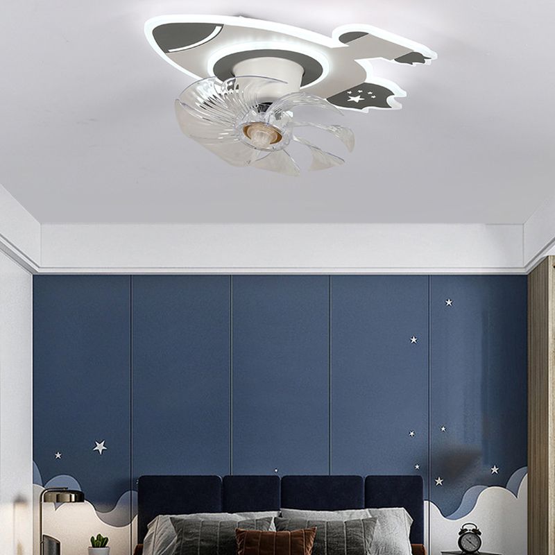 Nordic Style Ceiling Fan Lamp Rocket Shape Ceiling Fan Light for Children's Room