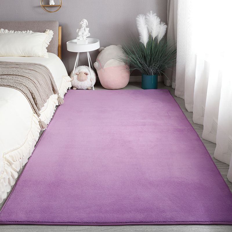 Modern Pure Color Area Rug Polyester Area Carpet Anti-Slip Easy Care Rug for Bedroom