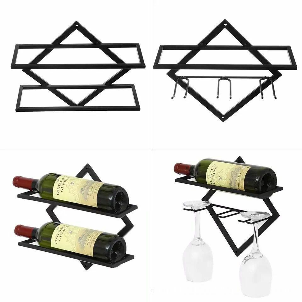 Metal Wall Mounted Wine Rack Contemporary Wine Holder for Living Room