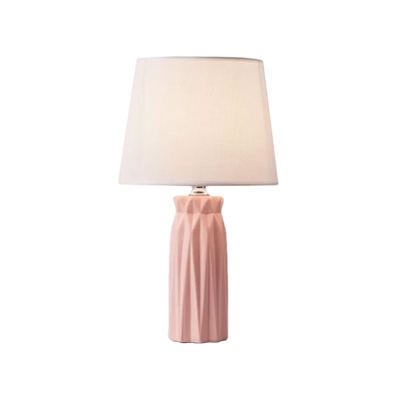 Fabric Cone Reading Light Modernism 1-Bulb Pink/Blue Night Table Lamp with Ceramic Base