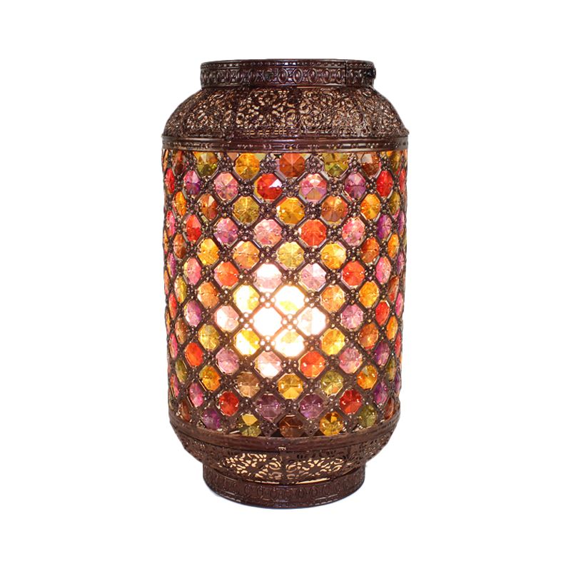 Metal Copper Nightstand Lamp Lantern 1-Light Decorative Night Table Lighting for Dining Room