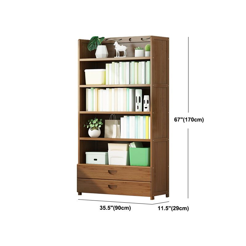 Modern Bamboo Shelf Bookcase Brown Closed Back Book Shelf for Study Room