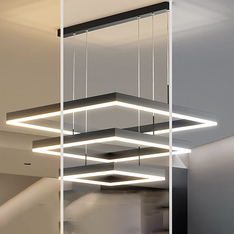 Multi-Layer Chandelier LED Hanging Pendant Light Fixture with Acrylic Shade for Bedroom