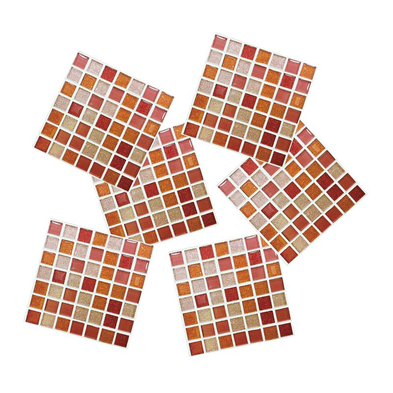 Modern Faux Mosaic Tile Wallpapers in Orange Peel and Paste Wall Decor for Bathroom