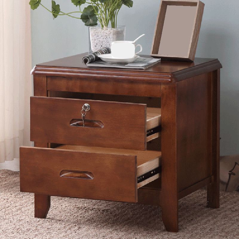 Traditional 20-inch Tall Solid Wood Nightstand 2-Drawer Night Table