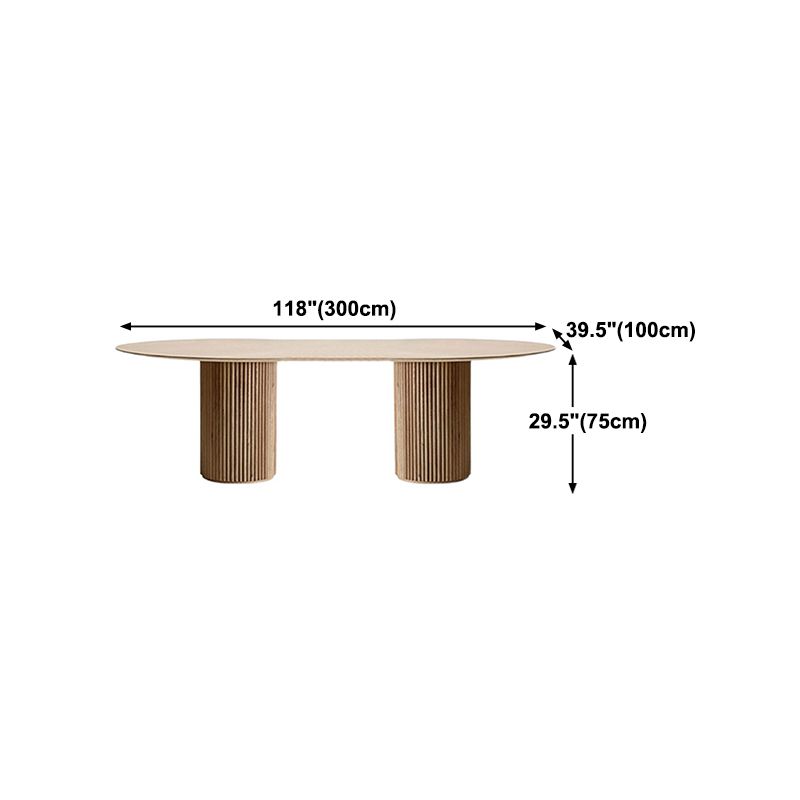 Oval Dining Table Solid Wood Contemporary Dinner Table for Kitchen