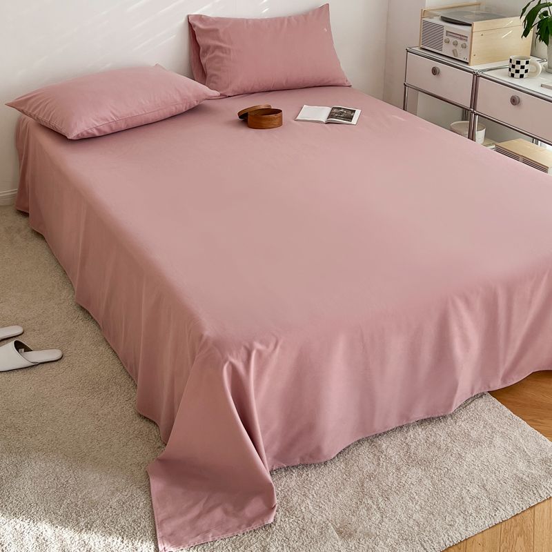 Cotton Plain Bed Sheet Breathable Fade Resistant Bed Sheet Set