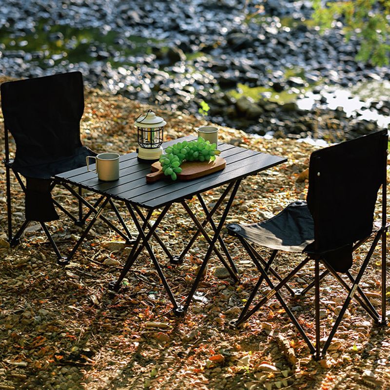 Industrial Patio Table Metal Black Rectangle Foldable Camping Table