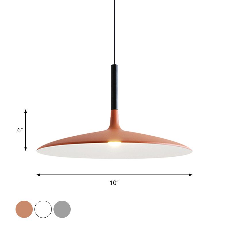 Flying Saucer Aluminum Hanging Light Nordic 1-Light Orange/Grey/White Ceiling Pendant for Dining Room