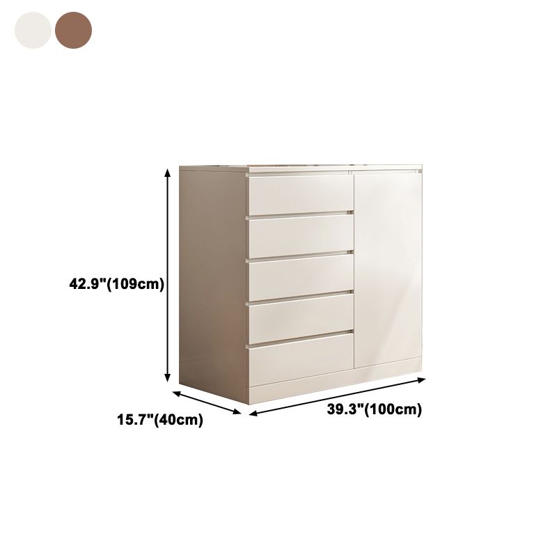 Modern Style Chest Wooden Storage Chest with Drawers in White and Brown