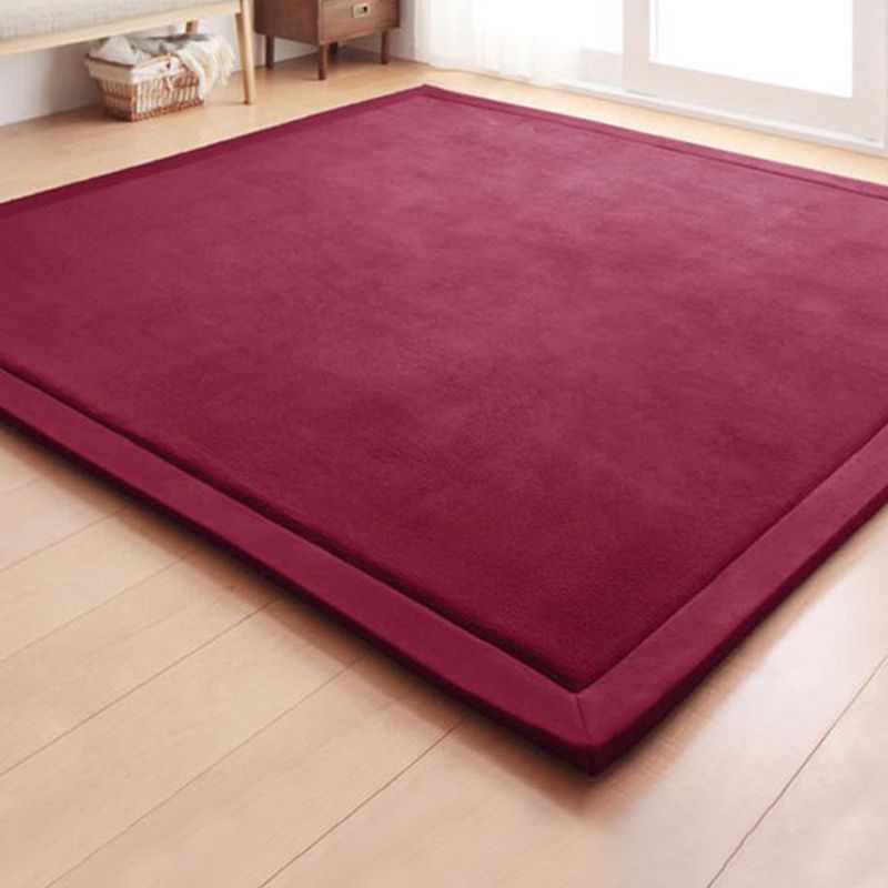 Tapis de salon en fantaisie Couleur solide Polyester Area Tapis Risqueur résistant aux taches