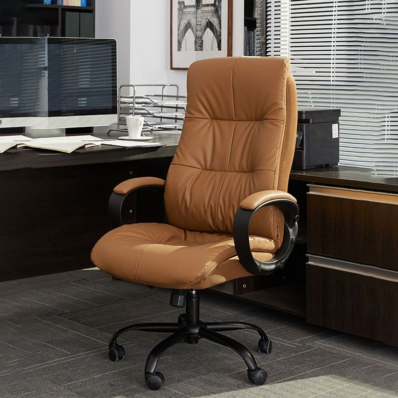 Modern Padded Arms Office Chair Leather Tilt Mechanism Chair with Wheels