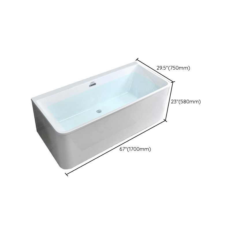 Soaking Back to Wall Bathtub Rectangular Antique Finish Modern Tub