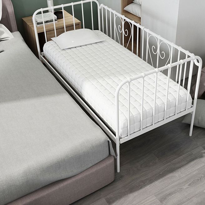 Nursery Bed with Guardrail in Metal Industrial Nursery Crib in White