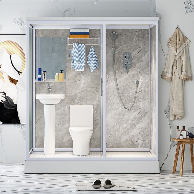 Contemporary Shower Stall Frosted Shower Stall with White Base