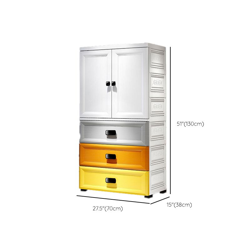 Contemporary Plastic Armoire Cabinet Door Included Youth Armoire with wheels