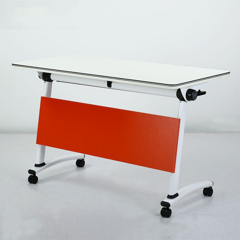 Wooden Contemporary Office Desk Rectangular Writing Desk with Caster Wheels