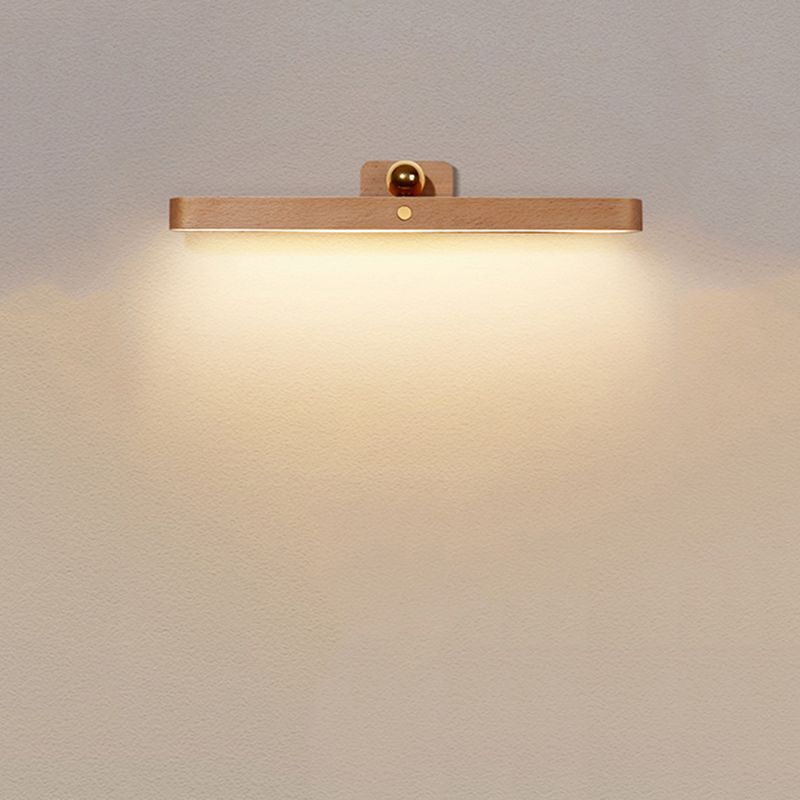 Luz de tocador de LED oblonga magnético de la lámpara de pared de baño de madera nórdica