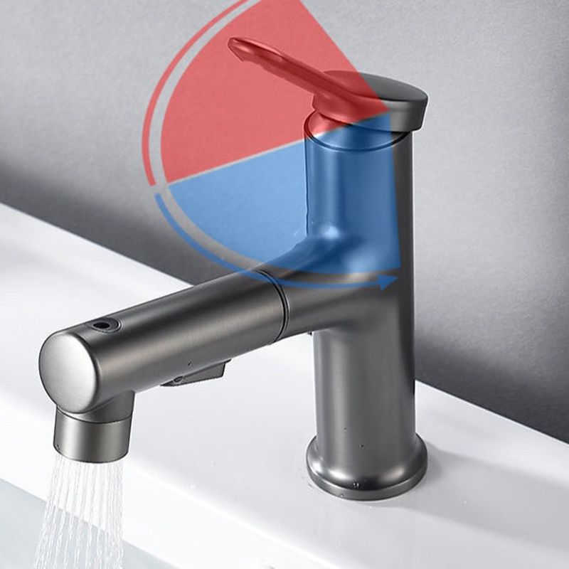 Pull-out Simple Bathroom Sink Faucet 1 Hole Single Handle Faucet