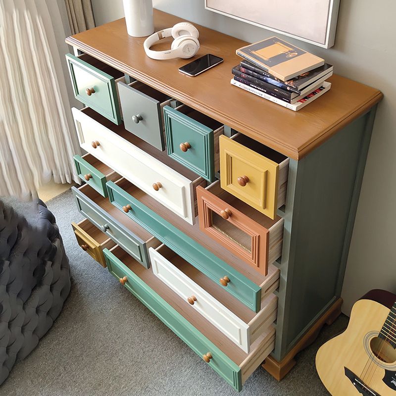 Wooden Storage Chest Dresser Retro Style Bedroom Storage Chest with Drawers