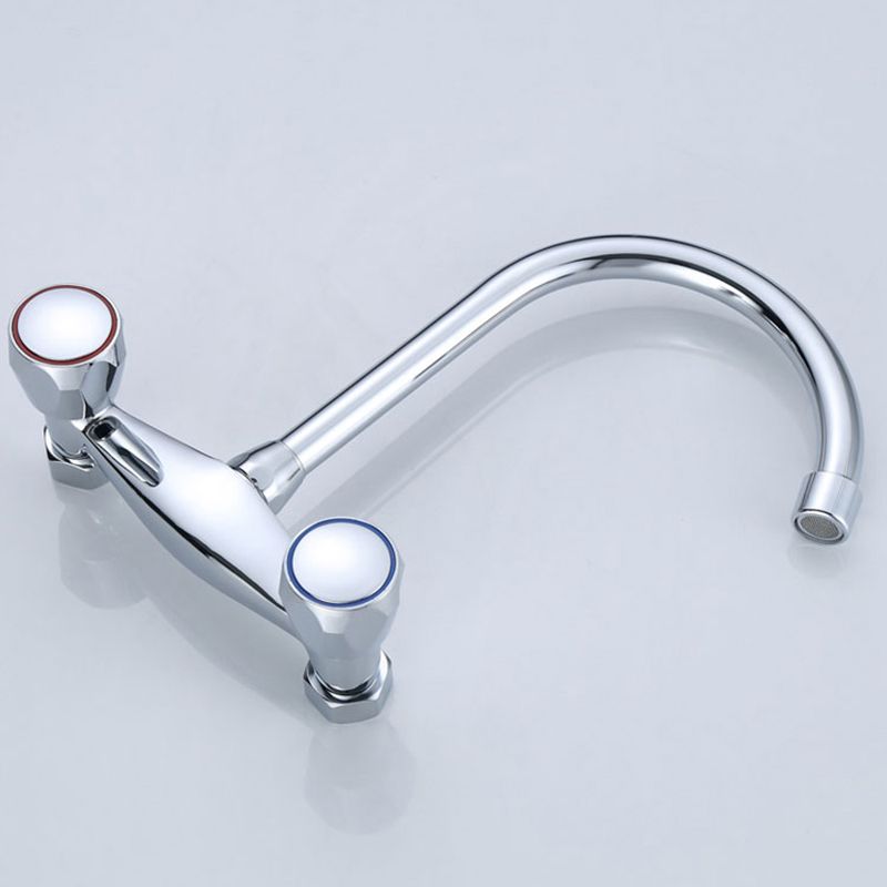 Modern Bridge Faucet Brass Knob Handle Swivel Spout Wall Mounted Pot Filler Faucet