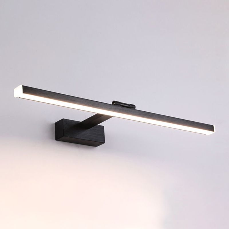 Linear Shape Metal Wall Sconce Modern 1 Light Mirror Swing Arm Wall Light Sconces in Black